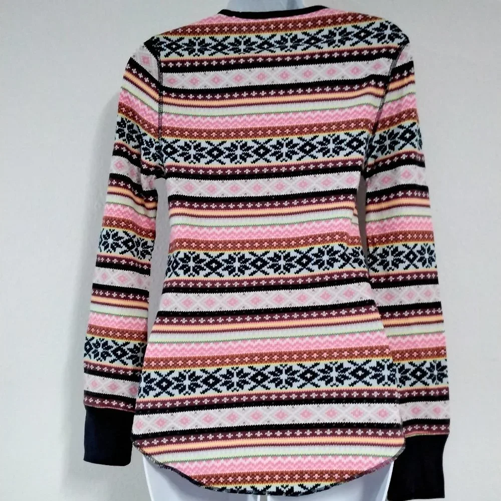 Old Navy Active Long Sleeve Striped Shirt Size M Medium Casual Boyfriend 007 - Picture 12 of 15